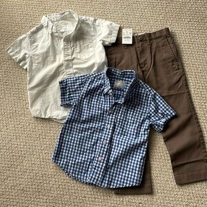 J.Crew crewcuts NWT Boys size 4 khaki pants and 2 Size 3 button down shirts